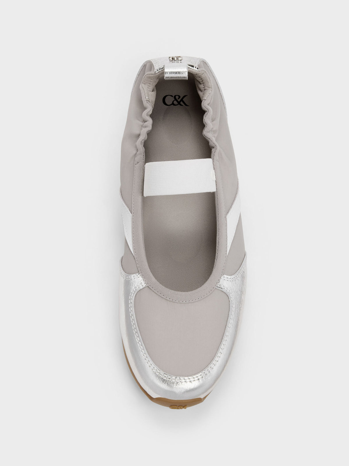 CHARLES & KEITH Essential / Jace Metallic Leather Mary Jane Sneakers - Silver