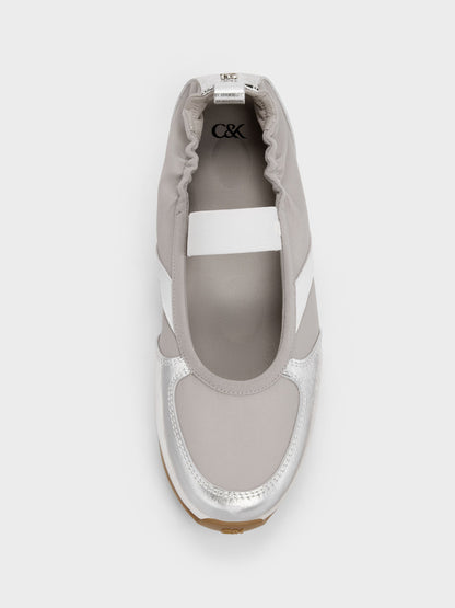 CHARLES & KEITH Essential / Jace Metallic Leather Mary Jane Sneakers - Silver
