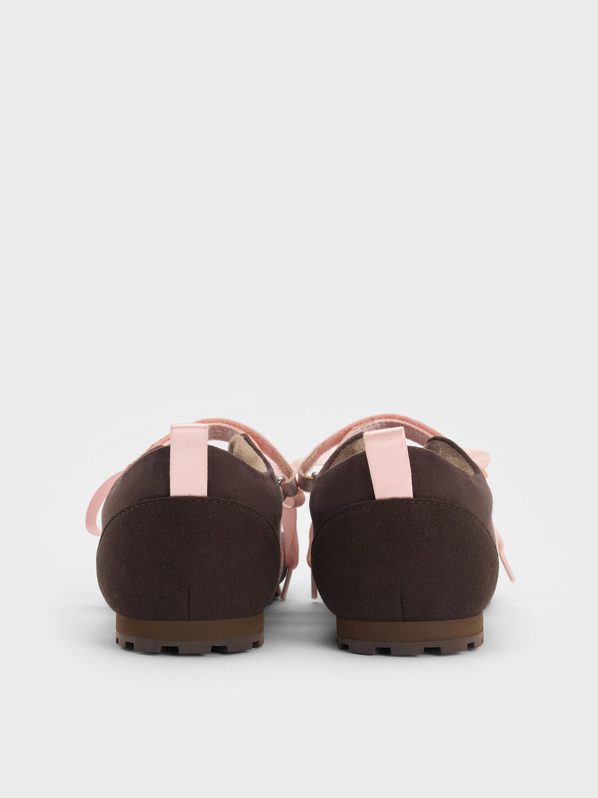 CHARLES & KEITH New / Silko Faux Suede Ballet Sneakers - Dark Brown Textured
