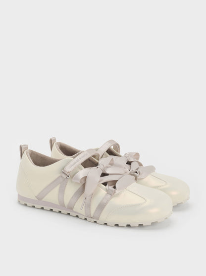 CHARLES & KEITH Trending / Silko Pearlescent Ballet Sneakers - Chalk