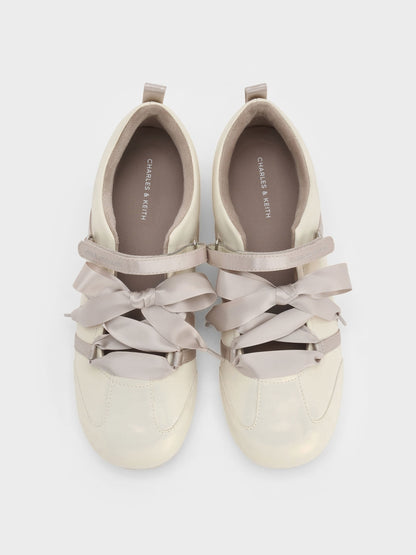 CHARLES & KEITH Trending / Silko Pearlescent Ballet Sneakers - Chalk