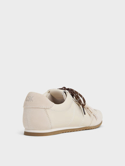 CHARLES & KEITH Trending / Jace Leather & Suede Sneakers - Chalk