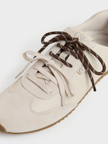 CHARLES & KEITH Trending / Jace Leather & Suede Sneakers - Chalk