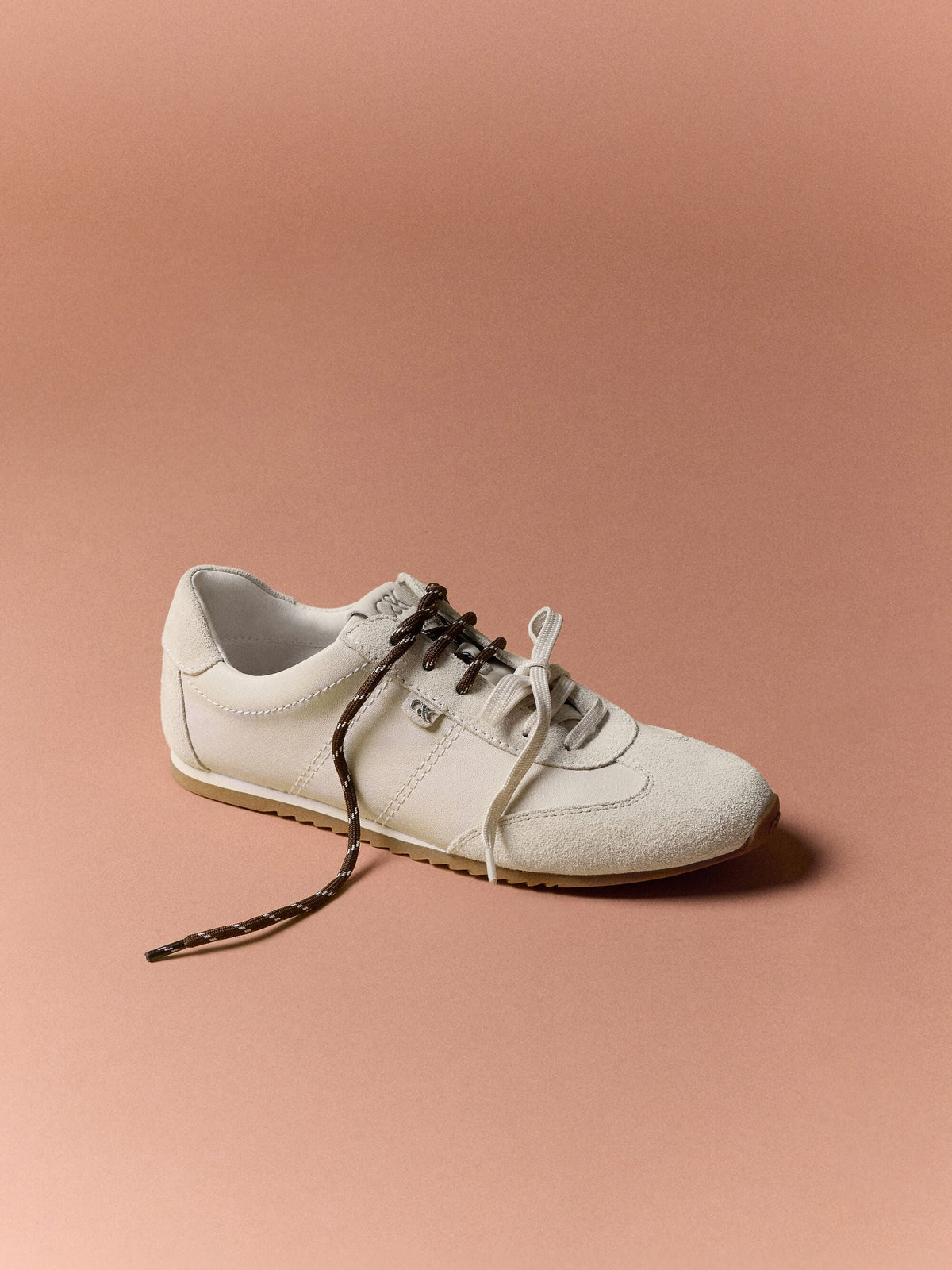 CHARLES & KEITH Trending / Jace Leather & Suede Sneakers - Chalk