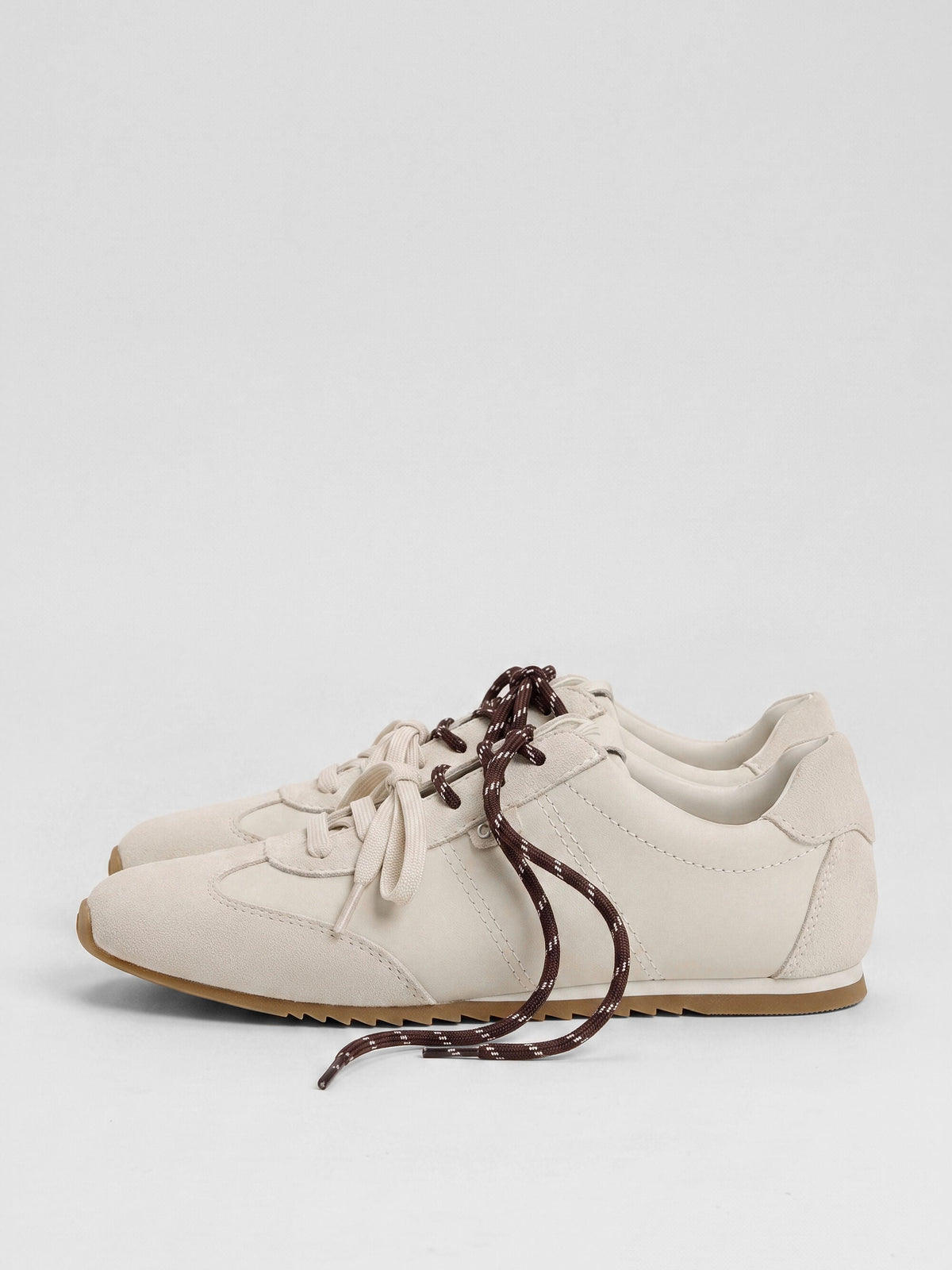 CHARLES & KEITH Trending / Jace Leather & Suede Sneakers - Chalk