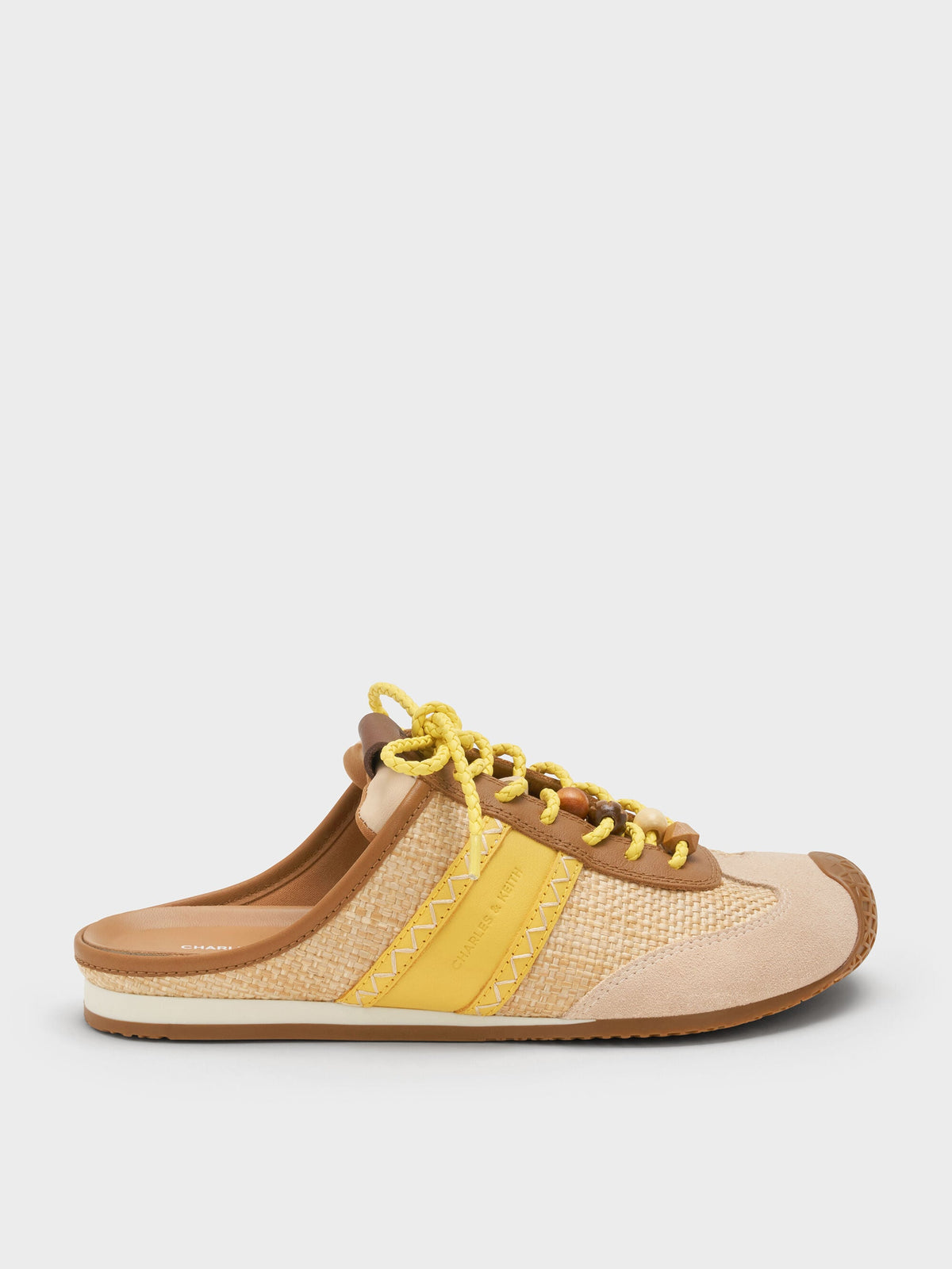 CHARLES & KEITH Great Value / Suede Woven Slip-On Sneakers - Beige