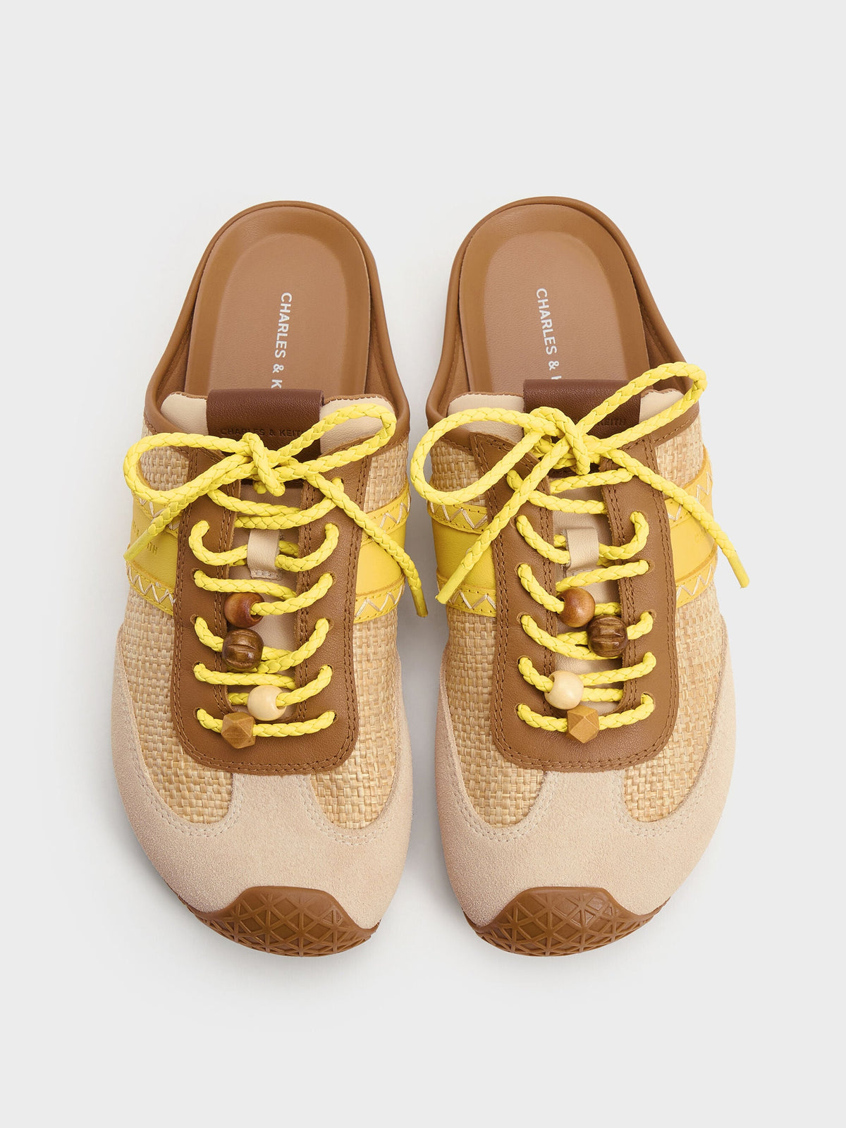 CHARLES & KEITH Great Value / Suede Woven Slip-On Sneakers - Beige