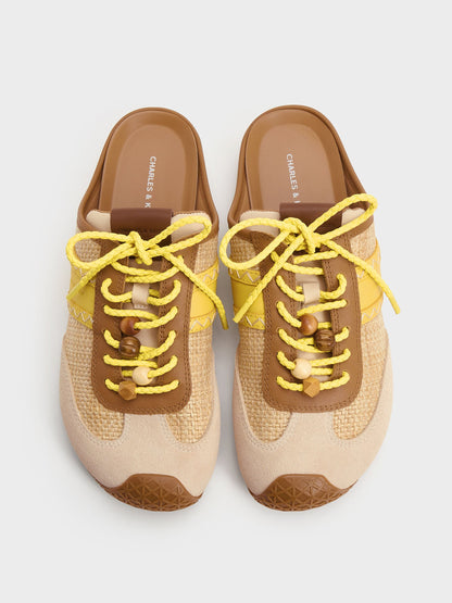 CHARLES & KEITH Great Value / Suede Woven Slip-On Sneakers - Beige