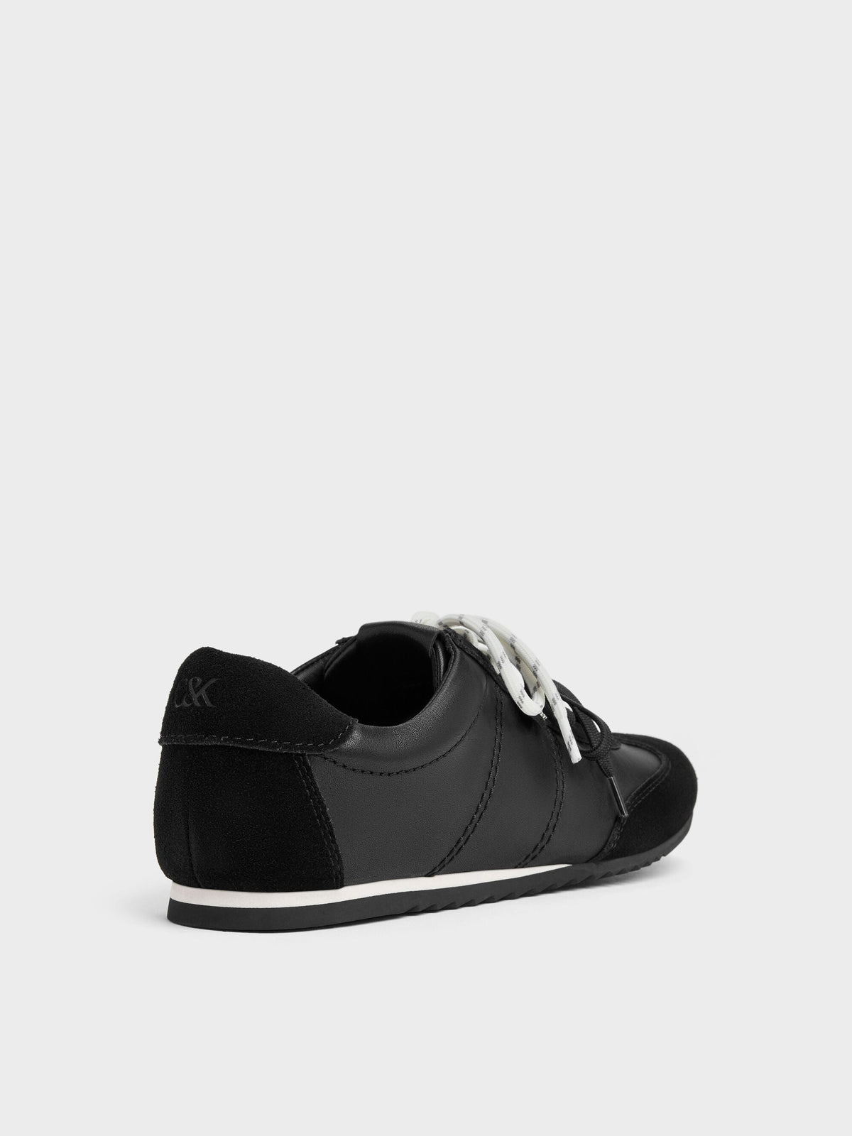 CHARLES & KEITH New / Jace Leather & Suede Sneakers - Black