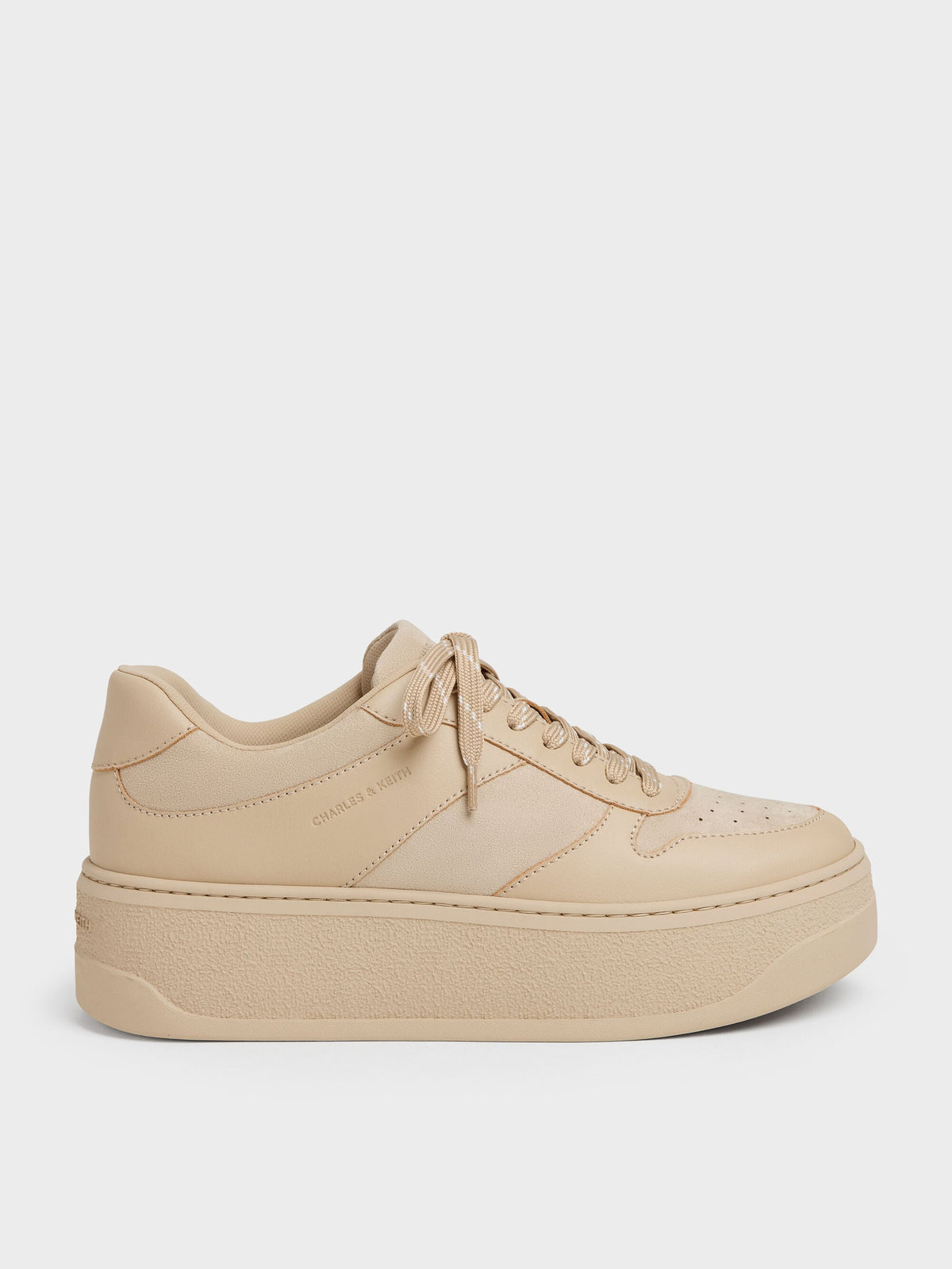 CHARLES & KEITH Essential / Faux Suede Platform Sneakers - Beige