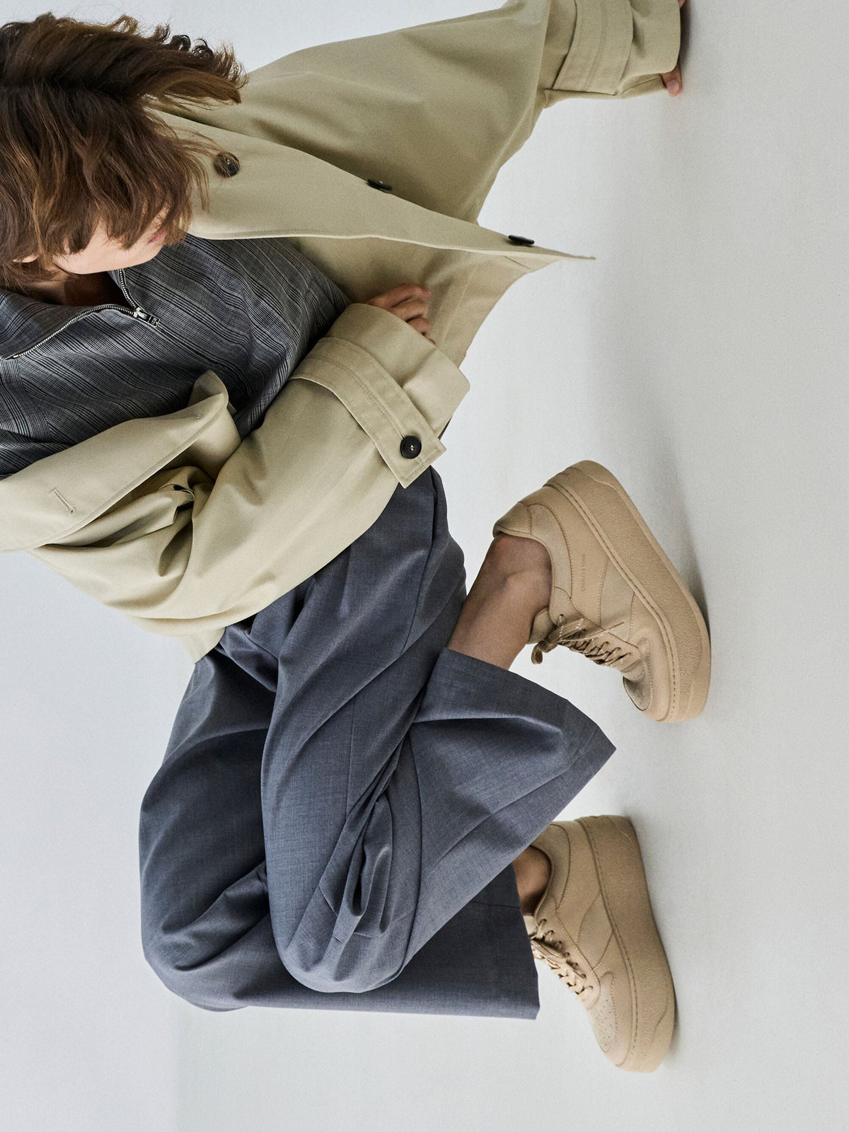 CHARLES & KEITH Essential / Faux Suede Platform Sneakers - Beige