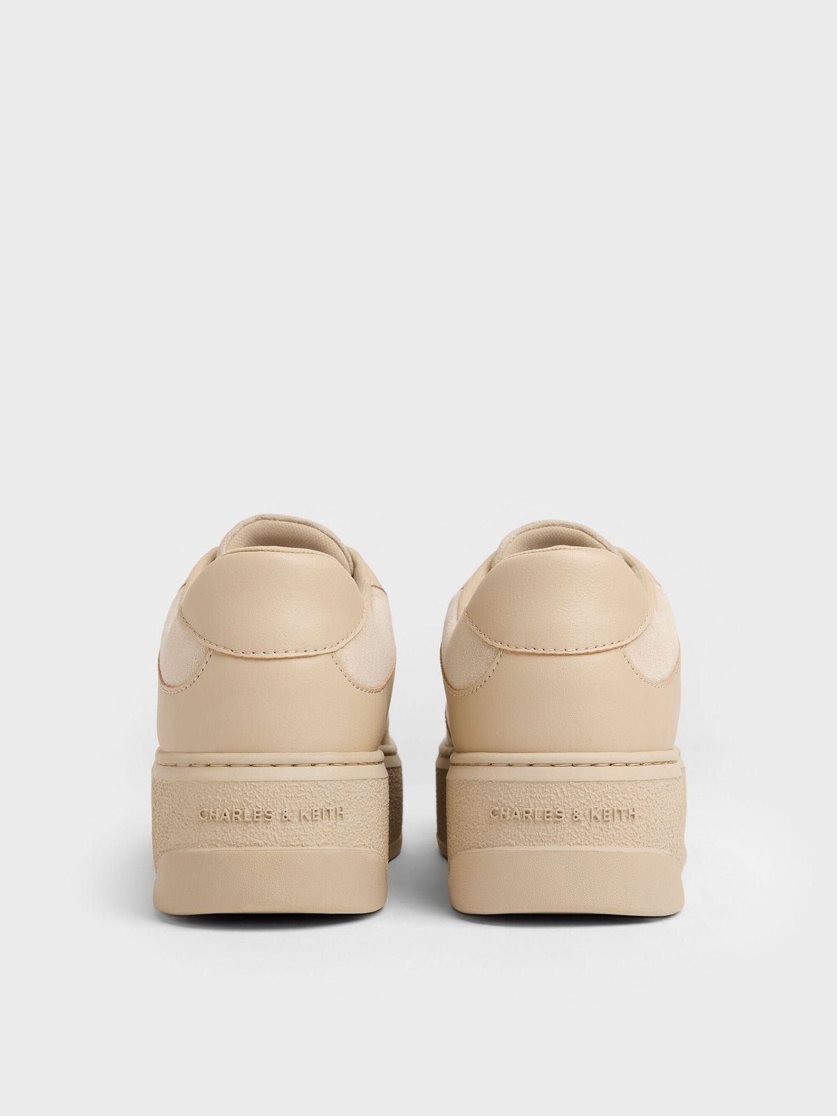 CHARLES & KEITH Essential / Faux Suede Platform Sneakers - Beige