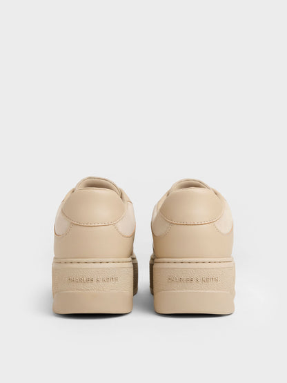 CHARLES & KEITH Essential / Faux Suede Platform Sneakers - Beige