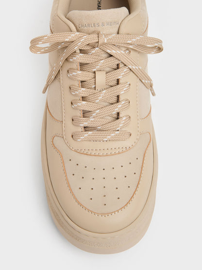 CHARLES & KEITH Essential / Faux Suede Platform Sneakers - Beige