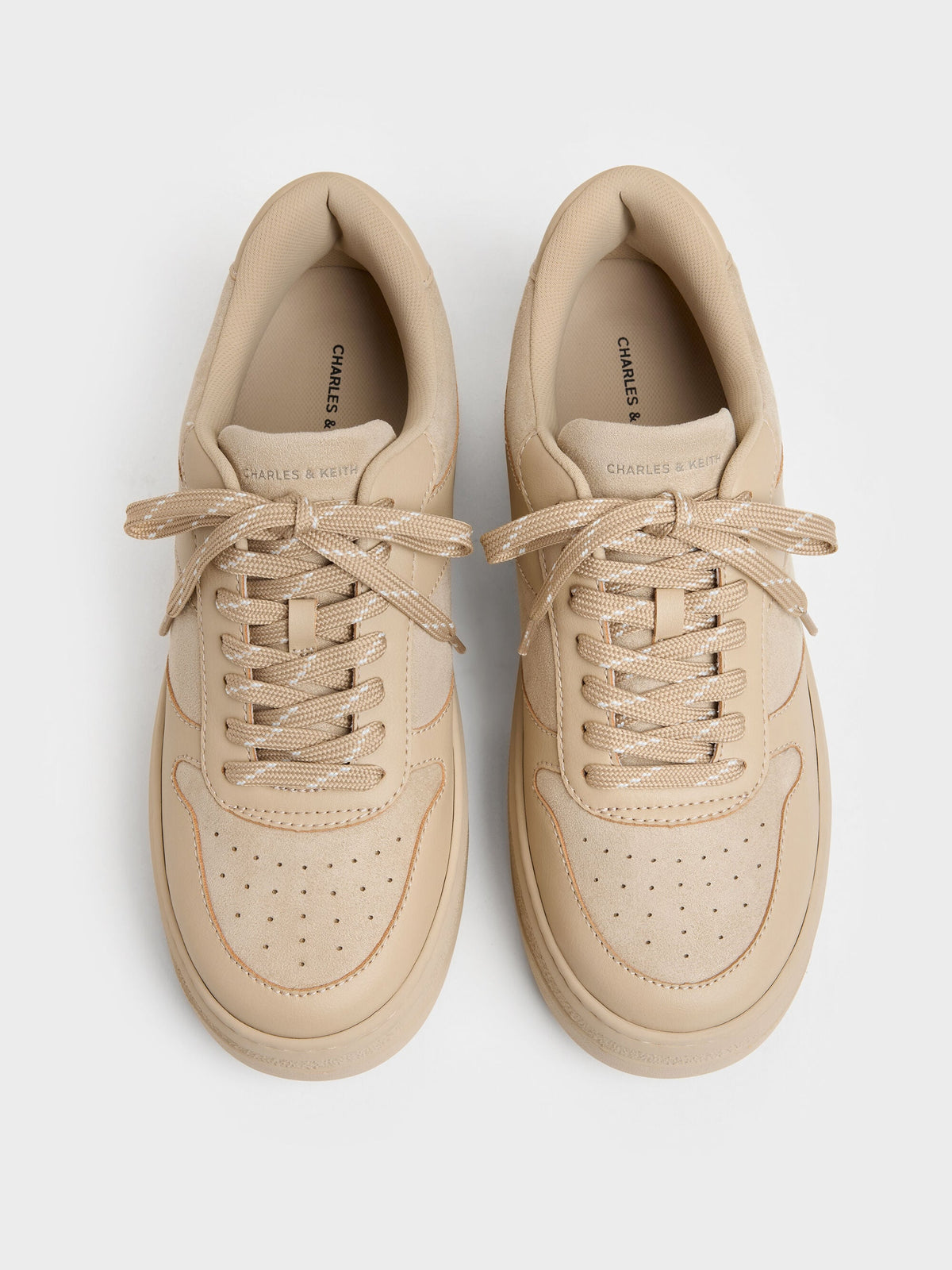 CHARLES & KEITH Essential / Faux Suede Platform Sneakers - Beige