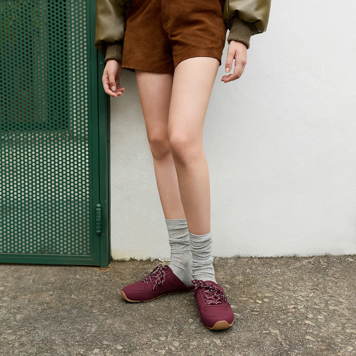 CHARLES & KEITH Popular / Lace-Up Sneaker Mules - Burgundy