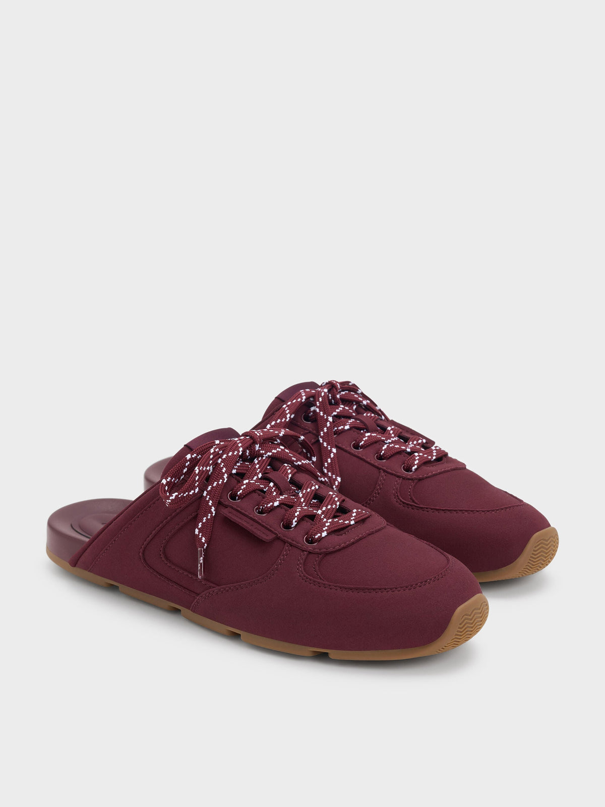 CHARLES & KEITH Popular / Lace-Up Sneaker Mules - Burgundy