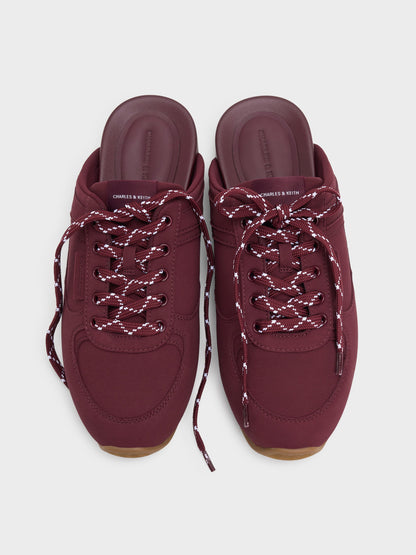 CHARLES & KEITH Popular / Lace-Up Sneaker Mules - Burgundy