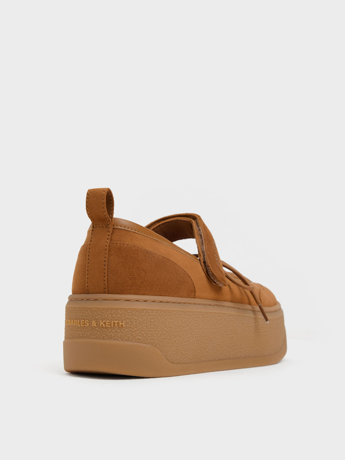 CHARLES & KEITH Quality / Faux Suede Mary Jane Platform Sneakers - Cognac