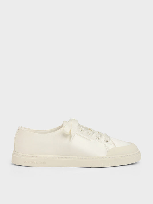 CHARLES & KEITH Featured / Satin Lace-Up Sneakers - White