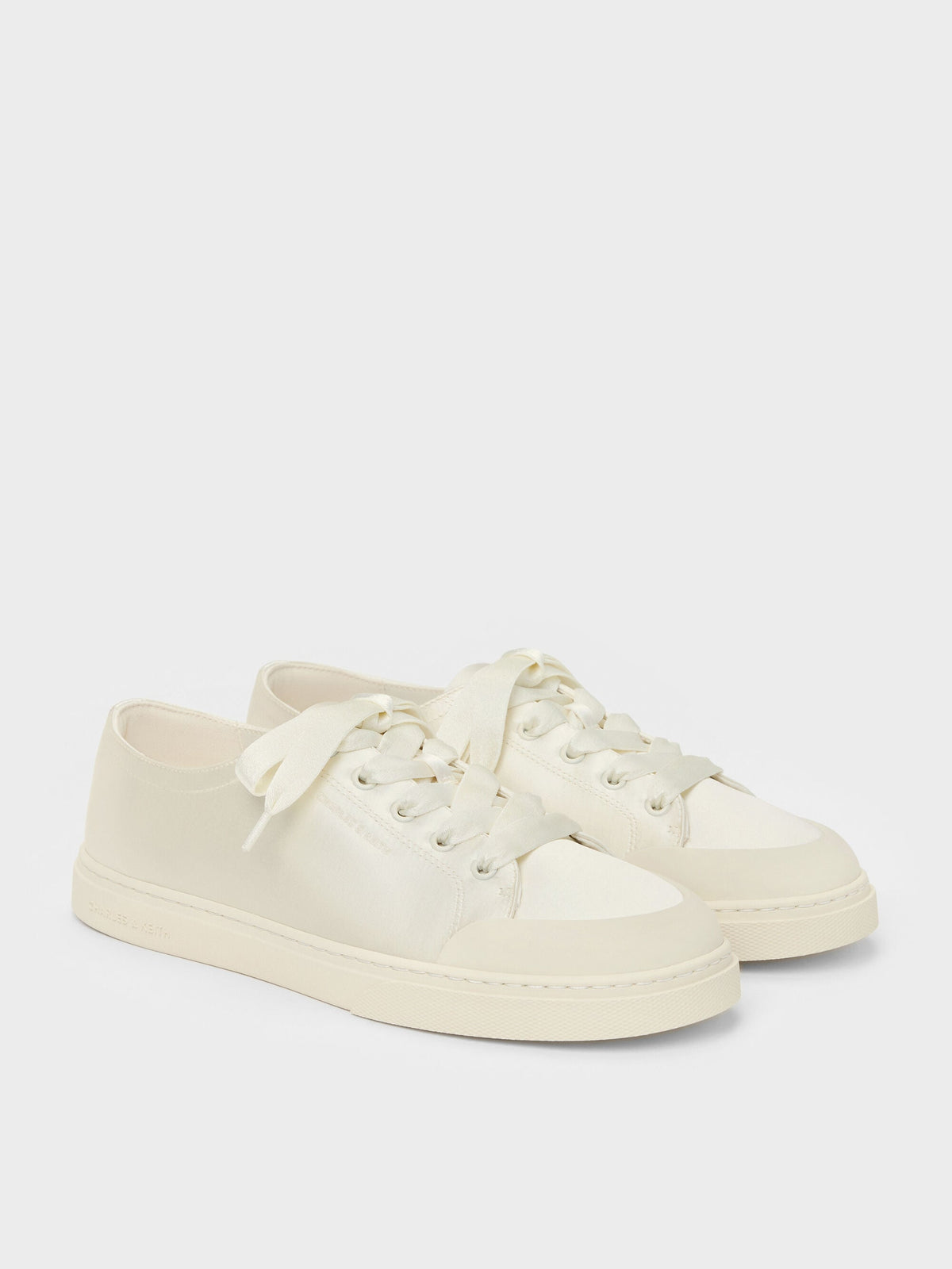 CHARLES & KEITH Featured / Satin Lace-Up Sneakers - White