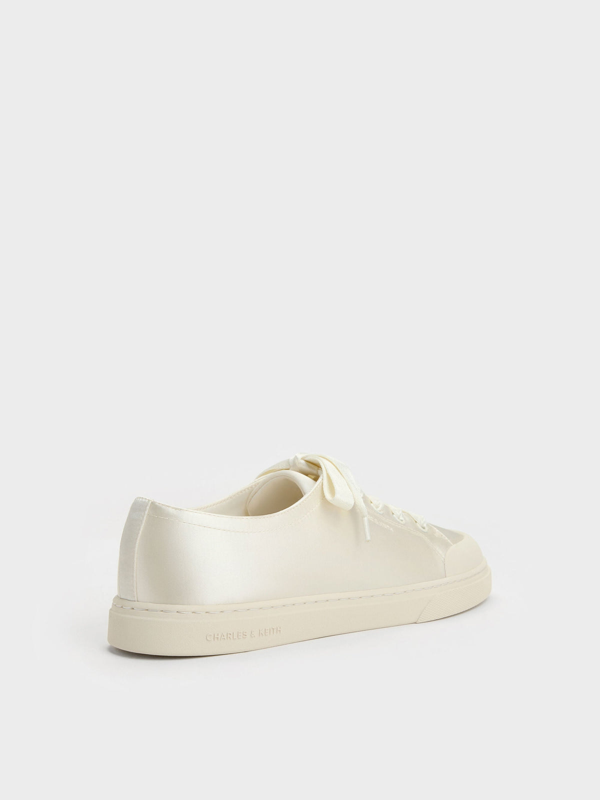 CHARLES & KEITH Featured / Satin Lace-Up Sneakers - White