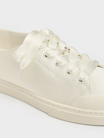 CHARLES & KEITH Featured / Satin Lace-Up Sneakers - White