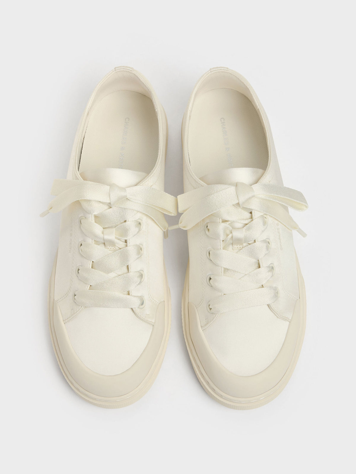 CHARLES & KEITH Featured / Satin Lace-Up Sneakers - White