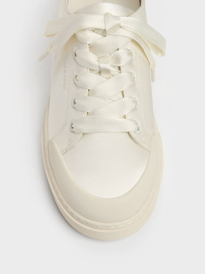 CHARLES & KEITH Featured / Satin Lace-Up Sneakers - White