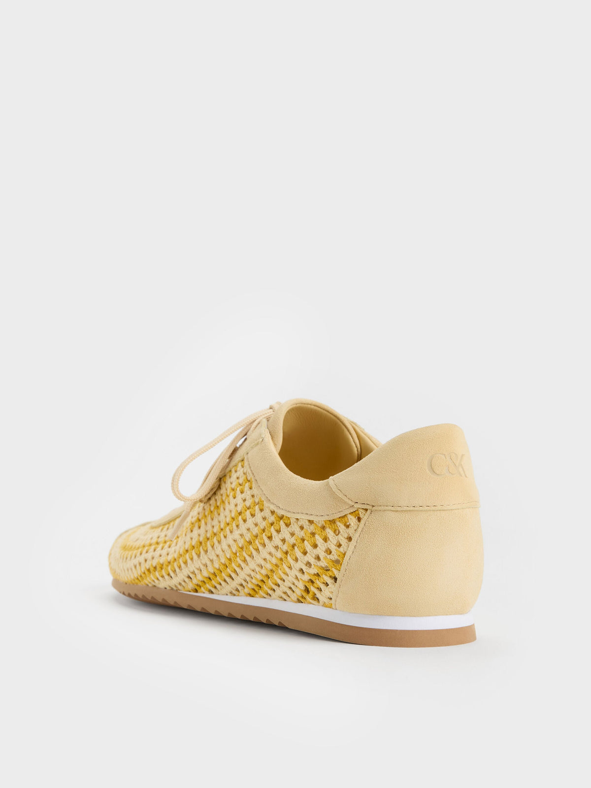 CHARLES & KEITH Sale / Jace Crochet & Suede Flower Sneakers - Yellow