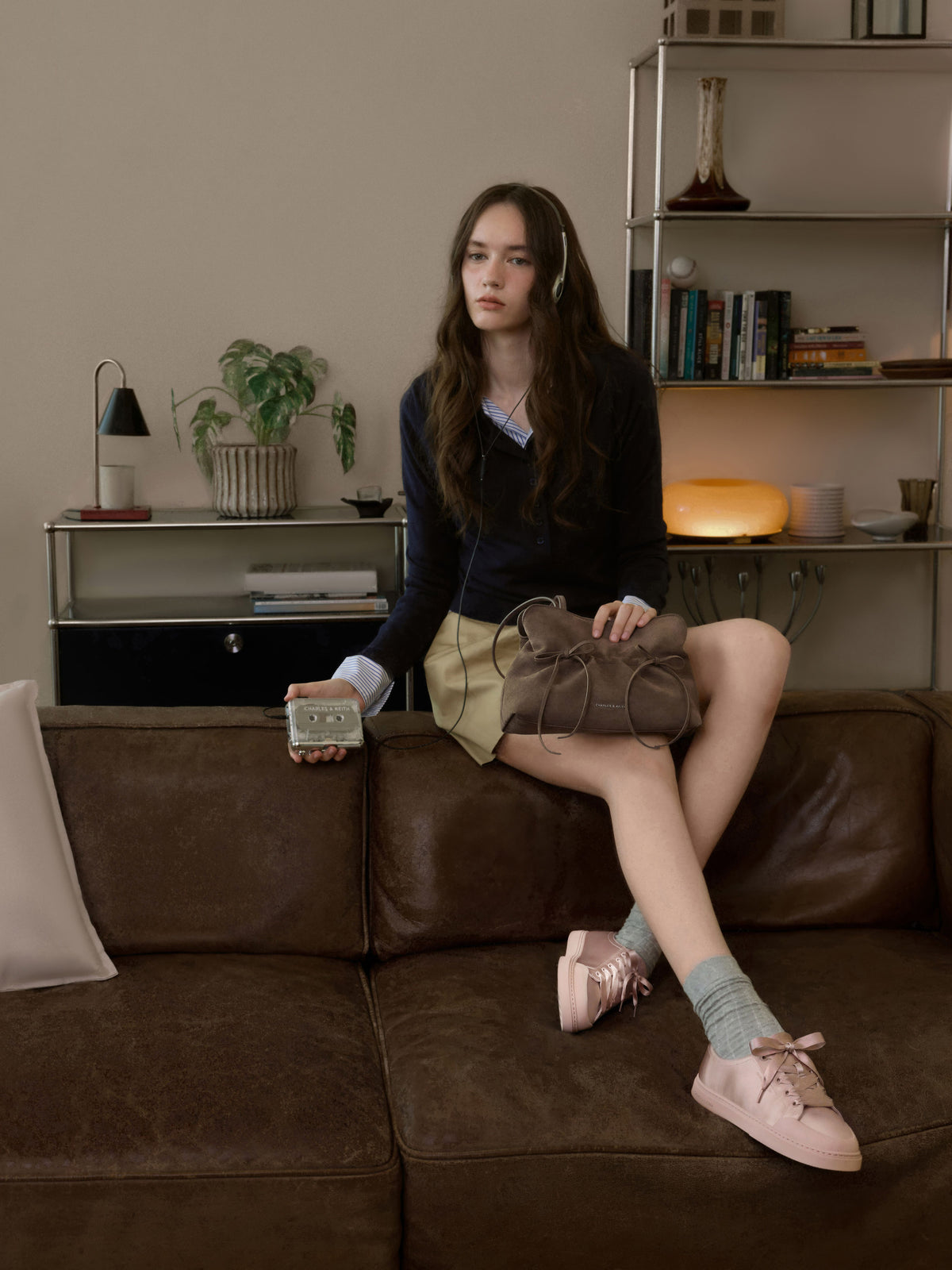 CHARLES & KEITH Popular / Satin Lace-Up Sneakers - Light Pink