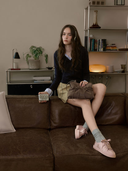 CHARLES & KEITH Popular / Satin Lace-Up Sneakers - Light Pink