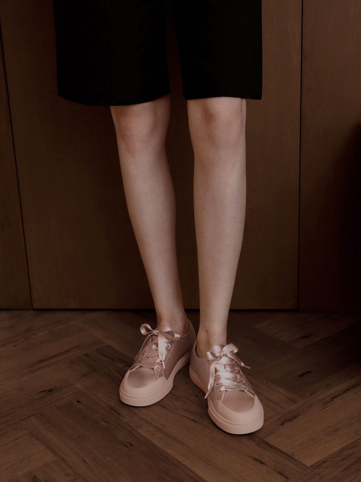 CHARLES & KEITH Popular / Satin Lace-Up Sneakers - Light Pink