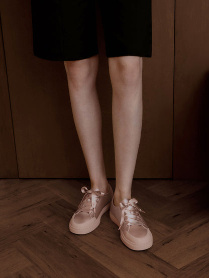 CHARLES & KEITH Popular / Satin Lace-Up Sneakers - Light Pink