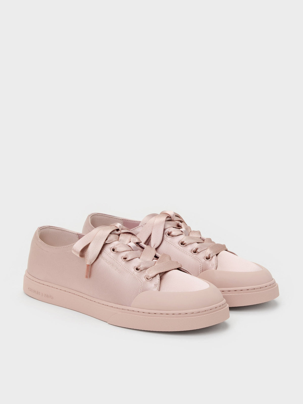 CHARLES & KEITH Popular / Satin Lace-Up Sneakers - Light Pink