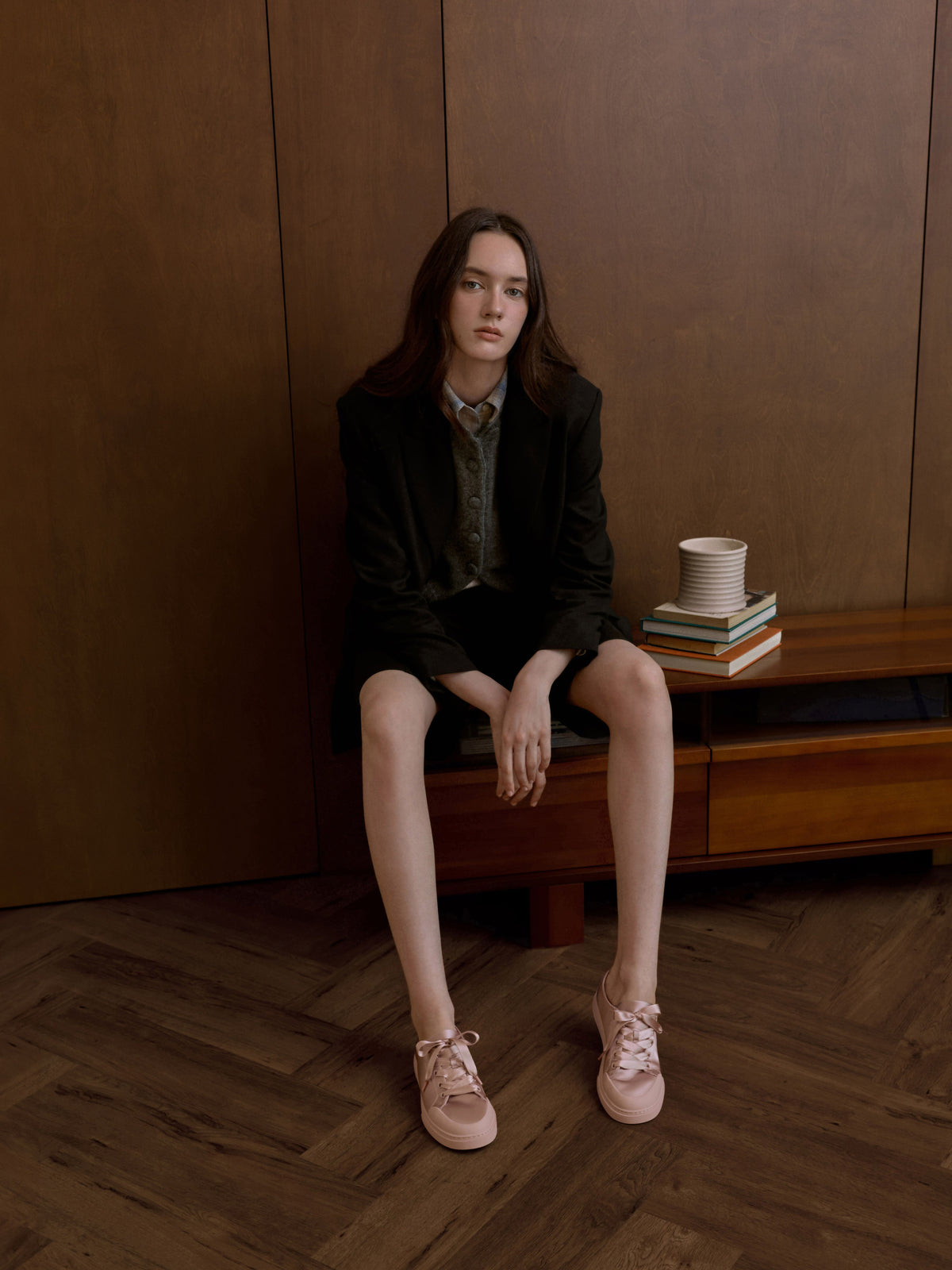 CHARLES & KEITH Popular / Satin Lace-Up Sneakers - Light Pink