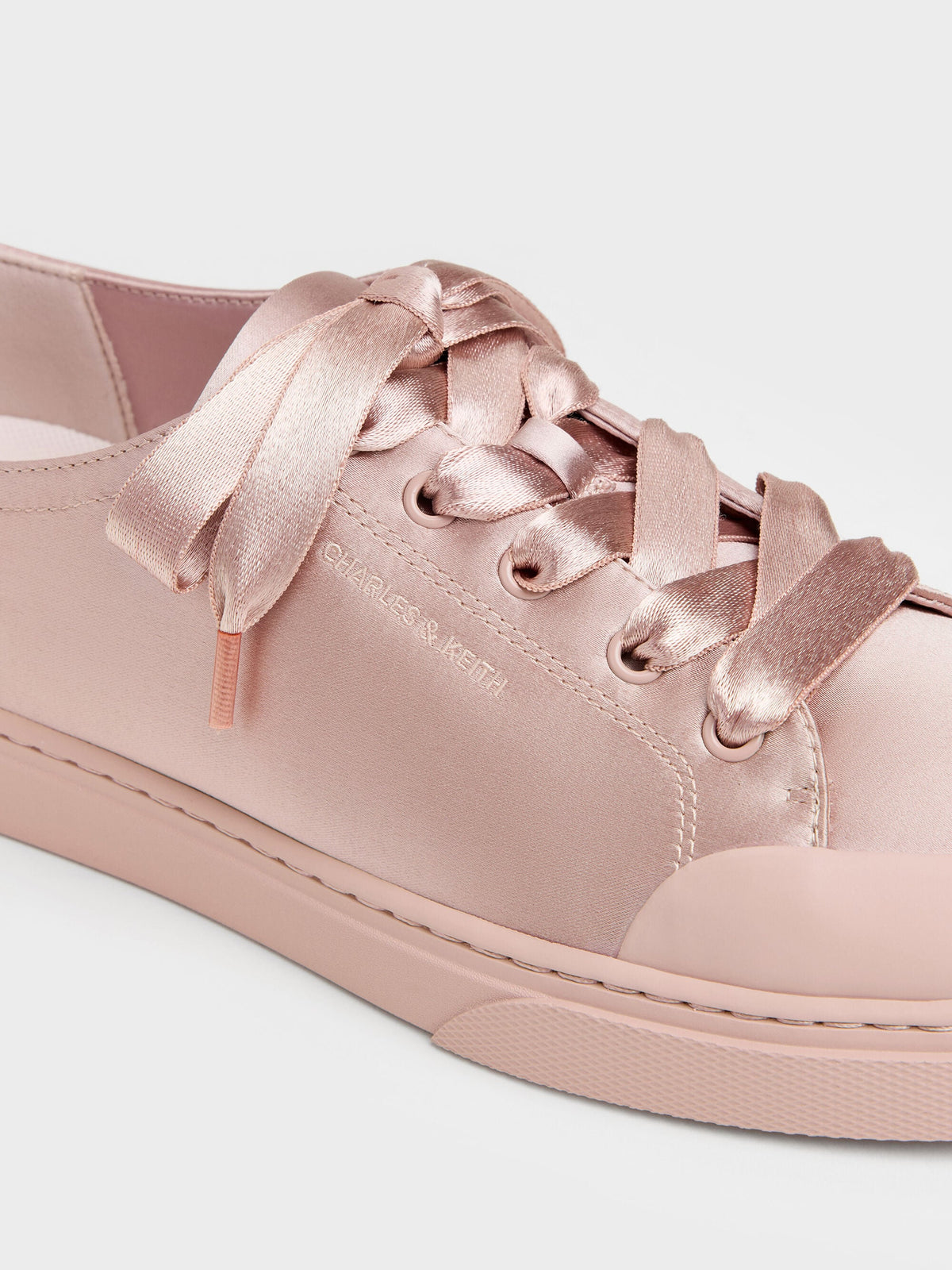 CHARLES & KEITH Popular / Satin Lace-Up Sneakers - Light Pink