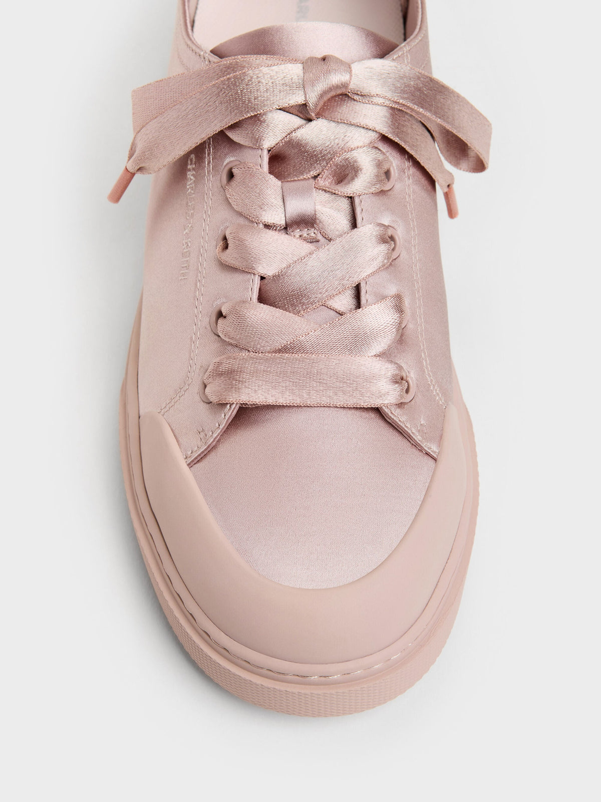 CHARLES & KEITH Popular / Satin Lace-Up Sneakers - Light Pink