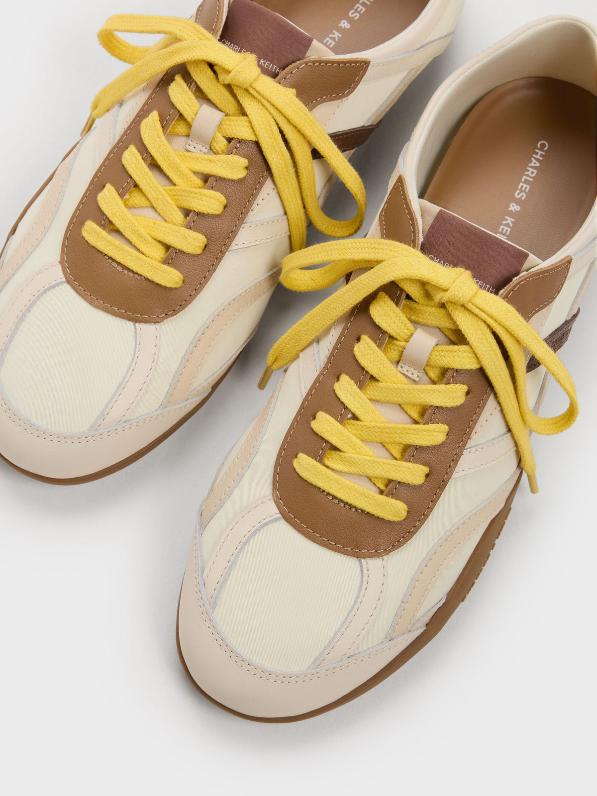 CHARLES & KEITH Exclusive / Nylon & Leather Sneakers - Cream