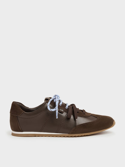 CHARLES & KEITH Signature / Jace Leather & Suede Sneakers - Dark Brown