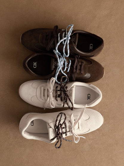 CHARLES & KEITH Signature / Jace Leather & Suede Sneakers - Dark Brown