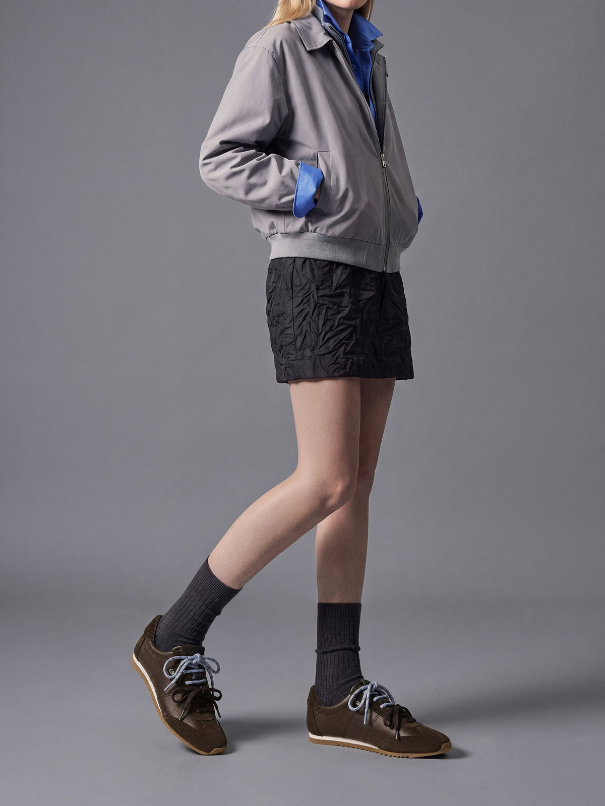 CHARLES & KEITH Signature / Jace Leather & Suede Sneakers - Dark Brown