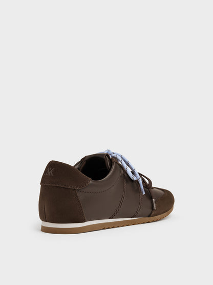 CHARLES & KEITH Signature / Jace Leather & Suede Sneakers - Dark Brown
