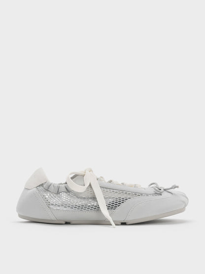 CHARLES & KEITH Best Price / Cece Mesh Ruched Bow Ballet Sneakers - Light Grey
