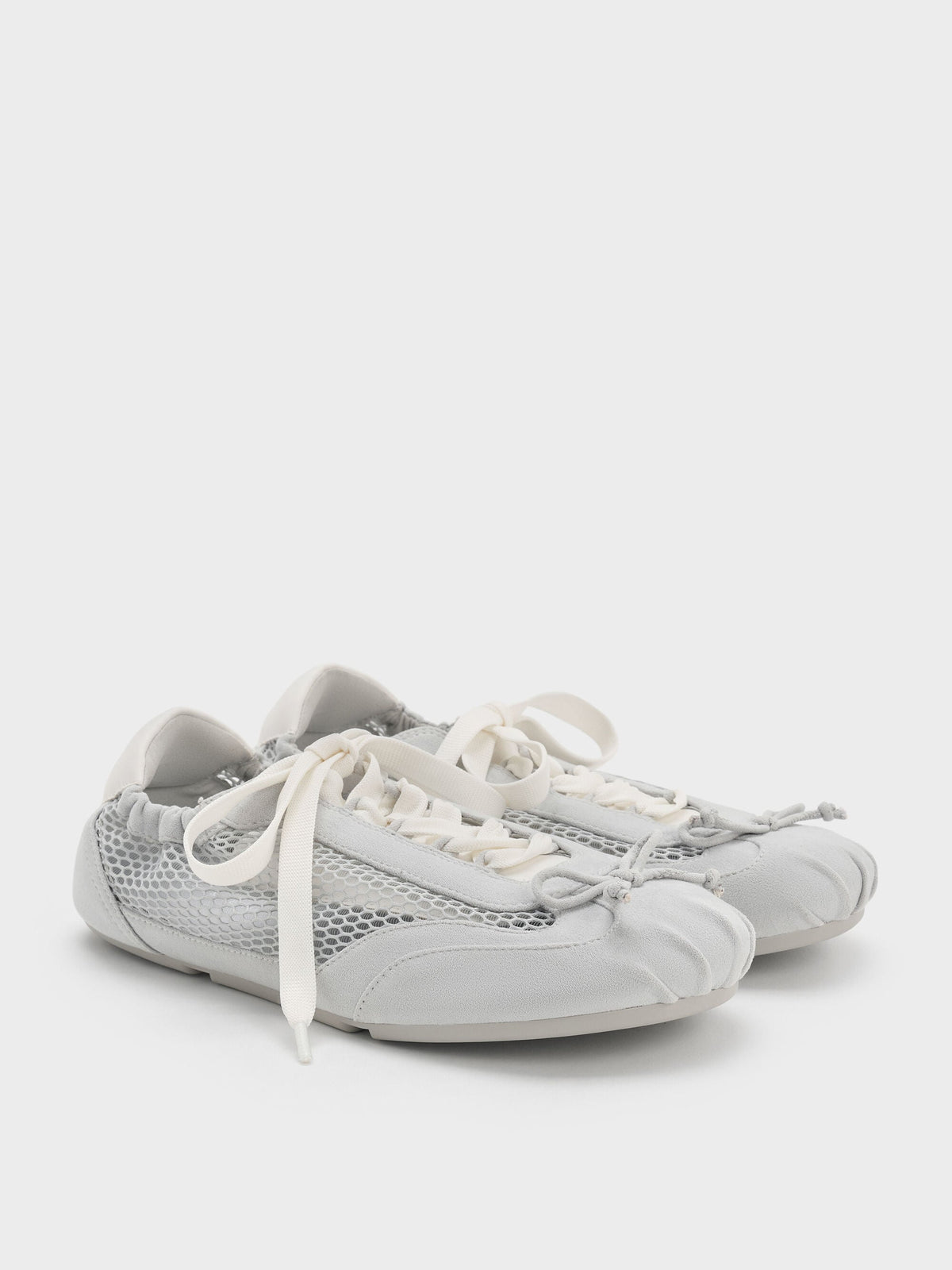 CHARLES & KEITH Best Price / Cece Mesh Ruched Bow Ballet Sneakers - Light Grey