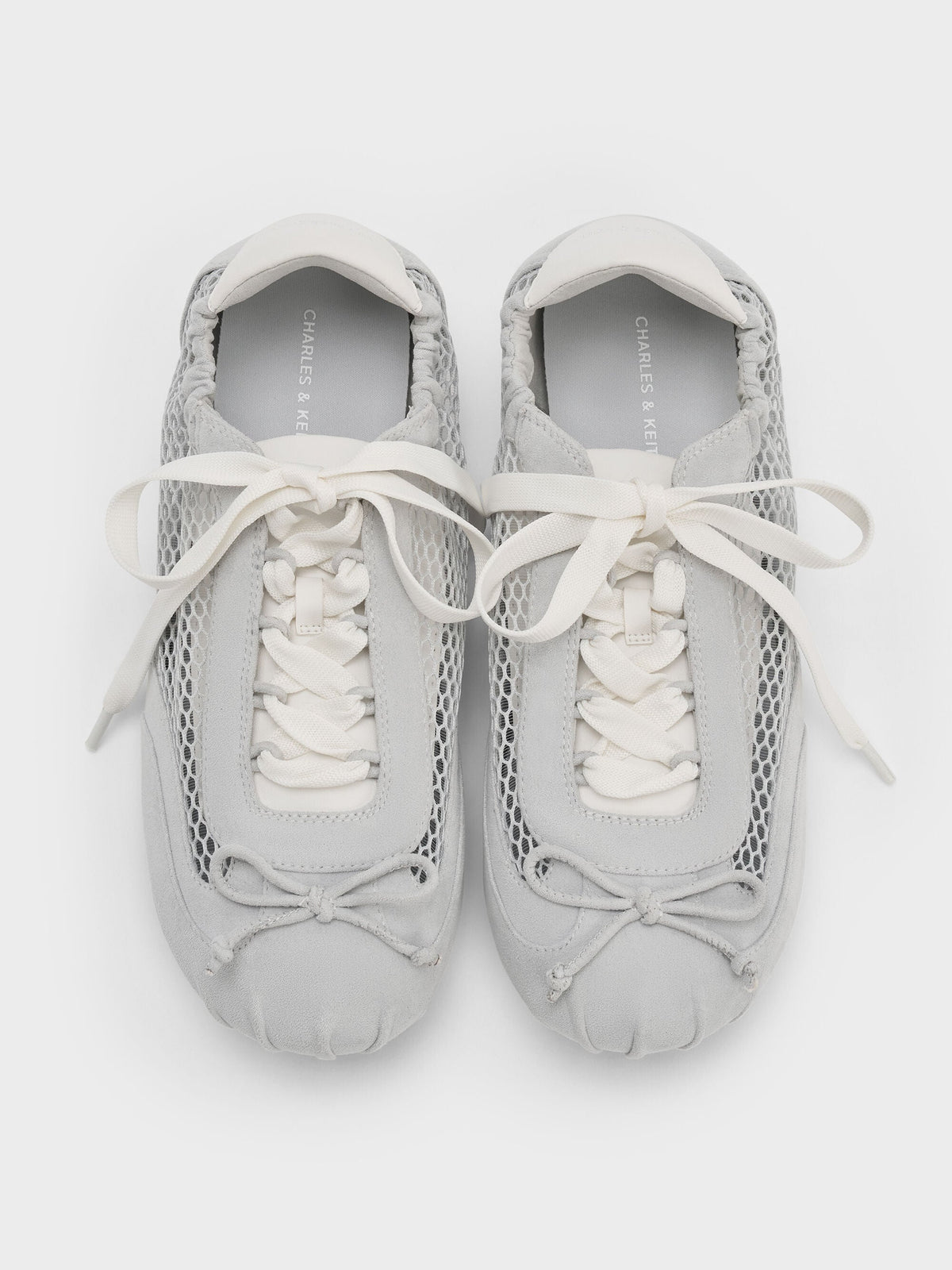 CHARLES & KEITH Best Price / Cece Mesh Ruched Bow Ballet Sneakers - Light Grey