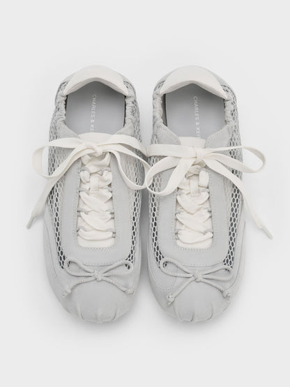 CHARLES & KEITH Best Price / Cece Mesh Ruched Bow Ballet Sneakers - Light Grey
