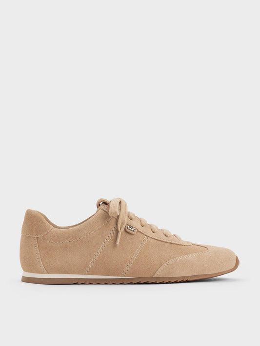 CHARLES & KEITH Sale / Jace Suede Sneakers - Beige