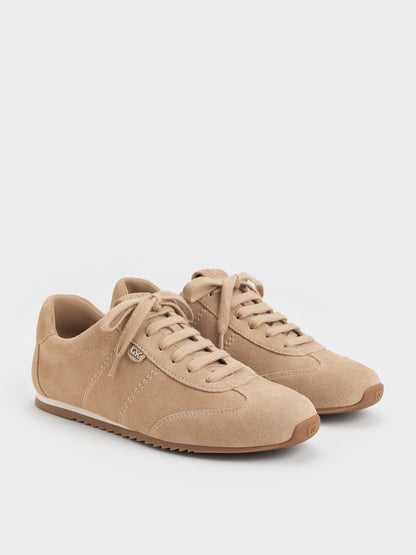 CHARLES & KEITH Sale / Jace Suede Sneakers - Beige