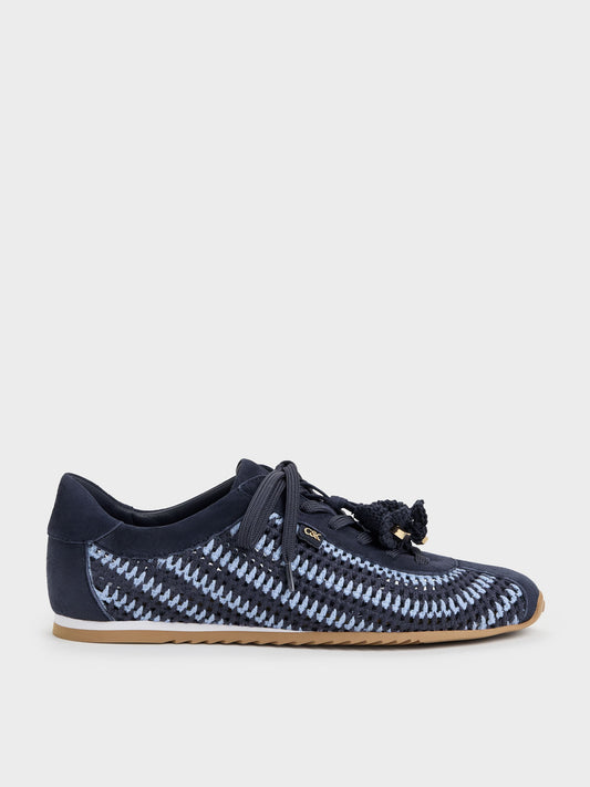 CHARLES & KEITH Special Offer / Jace Crochet & Suede Flower Sneakers - Blue